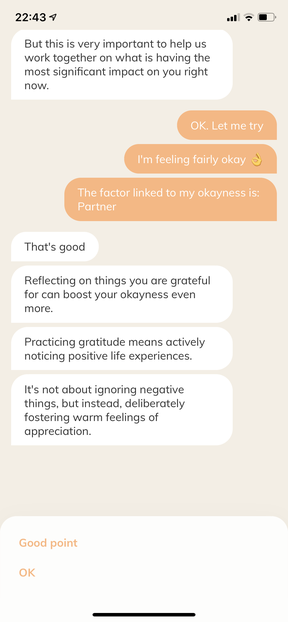 Youper chat interface