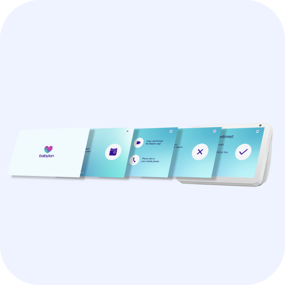 Voice assistant cards for scheduling a GP appointment