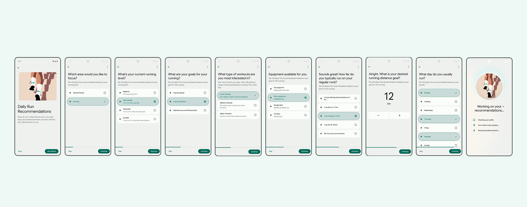 Previous lengthy onboarding flow across many screens