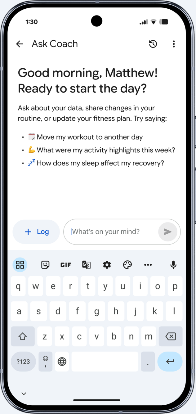 Ask Coach conversational screen