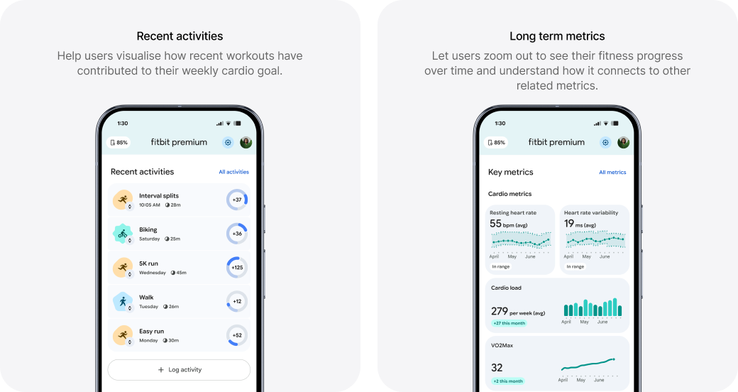 Recent activities and long term metrics views