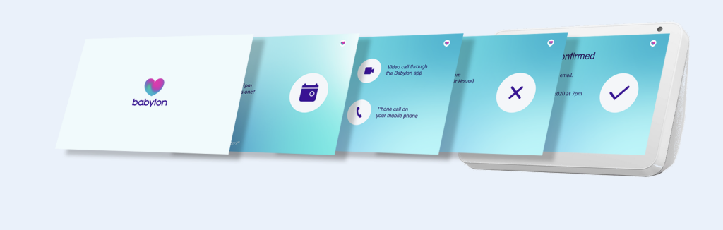 Sequence of voice appointment screens fanning from a smart display